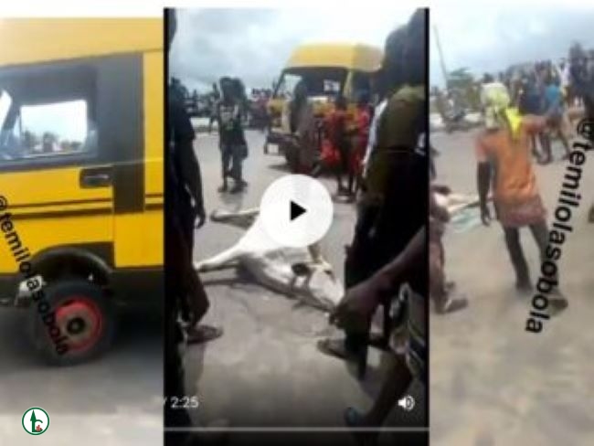 Reactions As Fulani Herdsmen Stab Bus Conductor To Death A Commercial Bus Collide With Their Cow in Lagos (Video)