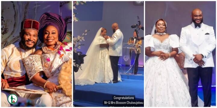 Photos, Videos From Actor Blossom Chukwujekwu’s White Wedding Surfaces, Chris Oyakhilome Officiates Ceremony