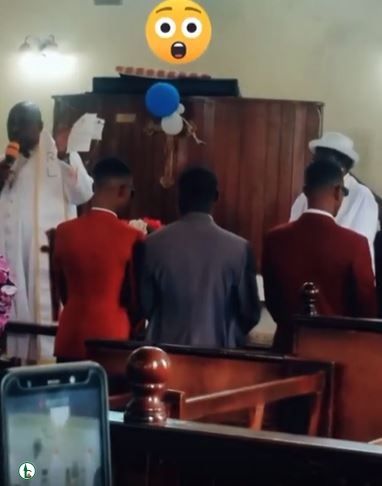 Drama as family members of man’s wife storms church where he was marrying a new wife, to present proof of him being married (video)